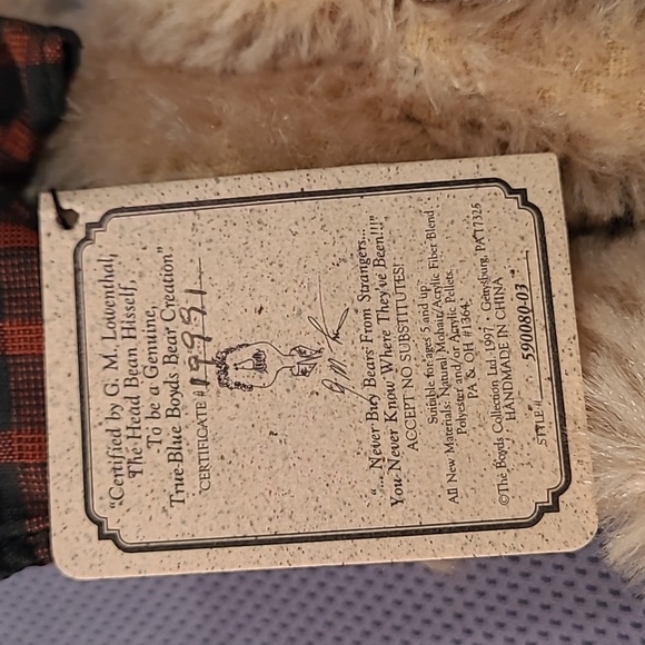 1998 Boyds Limited Edition Mohair Bear 7" Adams F. Bearington - Picture 5 of 9